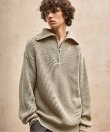 リブ編みハーフジップルーズプルオーバーニット EMMA CLOTHES
