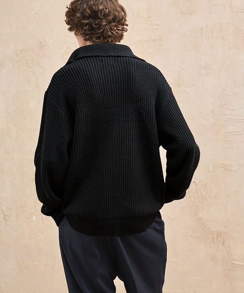 リブ編みハーフジップルーズプルオーバーニット EMMA CLOTHES