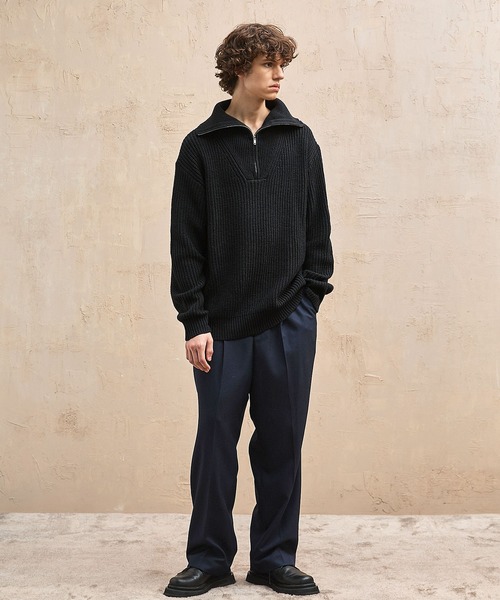 EMMA CLOTHES(エマクローズ)の「リブ編みハーフジップルーズプルオーバーニット EMMA CLOTHES(ニット/セーター・メンズ・ブルー/アイボリー/チャコール/ブラック/ベージュ・L/M)」の6枚目の写真