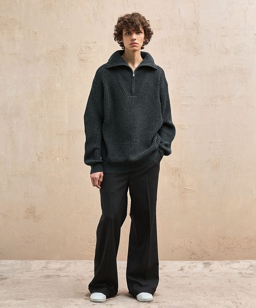 EMMA CLOTHES(エマクローズ)の「リブ編みハーフジップルーズプルオーバーニット EMMA CLOTHES(ニット/セーター・メンズ・ブルー/アイボリー/チャコール/ブラック/ベージュ・L/M)」の13枚目の写真