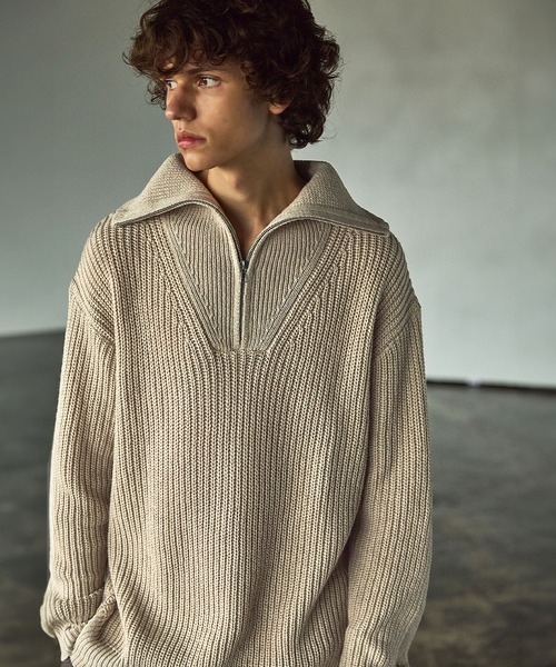 EMMA CLOTHES（エマクローズ）の「リブ編みハーフジップルーズプル