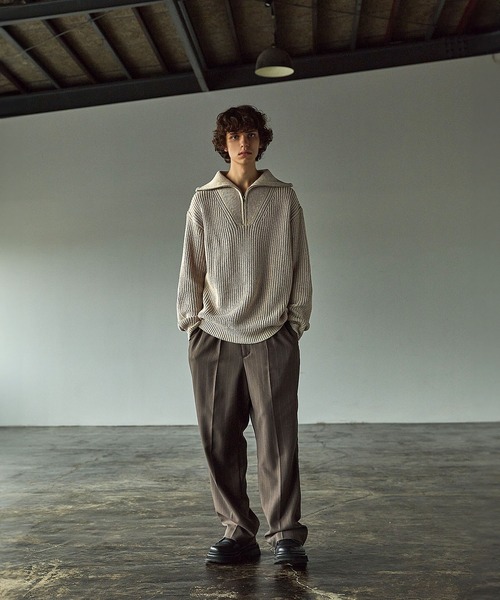 EMMA CLOTHES(エマクローズ)の「リブ編みハーフジップルーズプルオーバーニット EMMA CLOTHES(ニット/セーター・メンズ・ブルー/アイボリー/チャコール/ブラック/ベージュ・L/M)」の21枚目の写真