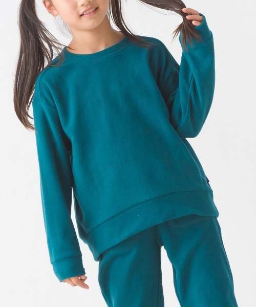 OMNES（オムネス）の「キッズふわ軽静電気防止マイクロフリーストレーナー長袖（スウェット・キッズ・グリーン/パープル/チャコールグレー・140/130/100/110/120）」の3枚目の写真