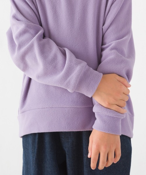 OMNES（オムネス）の「キッズふわ軽静電気防止マイクロフリーストレーナー長袖（スウェット・キッズ・グリーン/パープル/チャコールグレー・140/130/100/110/120）」の5枚目の写真