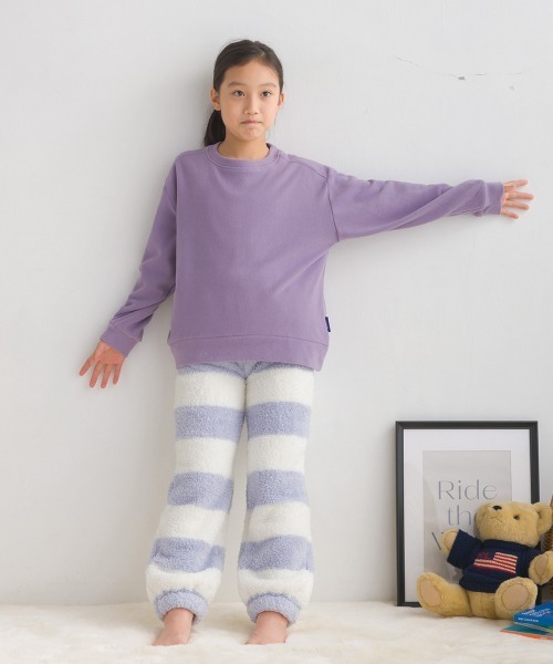 OMNES（オムネス）の「キッズふわ軽静電気防止マイクロフリーストレーナー長袖（スウェット・キッズ・グリーン/パープル/チャコールグレー・140/130/100/110/120）」の20枚目の写真