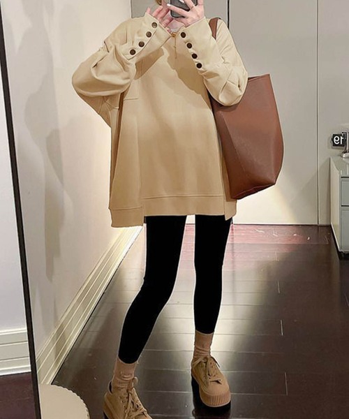 deux amour（ドゥーザムール）の「袖ボタンクルーネックロンT（Tシャツ/カットソー・レディース・ブラック/ベージュ/ホワイト/ブラウン・FREE）」の15枚目の写真