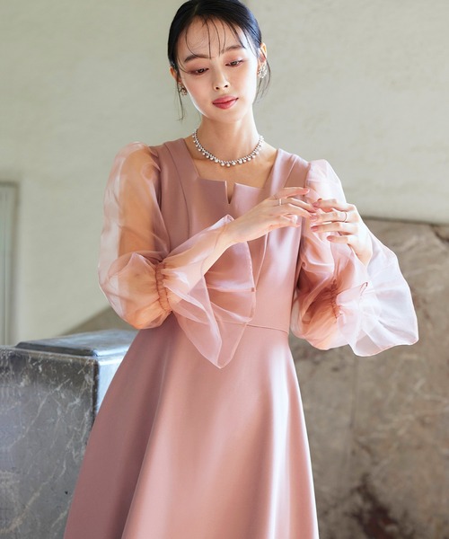 値下げ‼️A.Rのワンピースドレス ドレスプラス DRESS+ ワンピース ドレス フレア Aライン ミモレ丈 袖付
