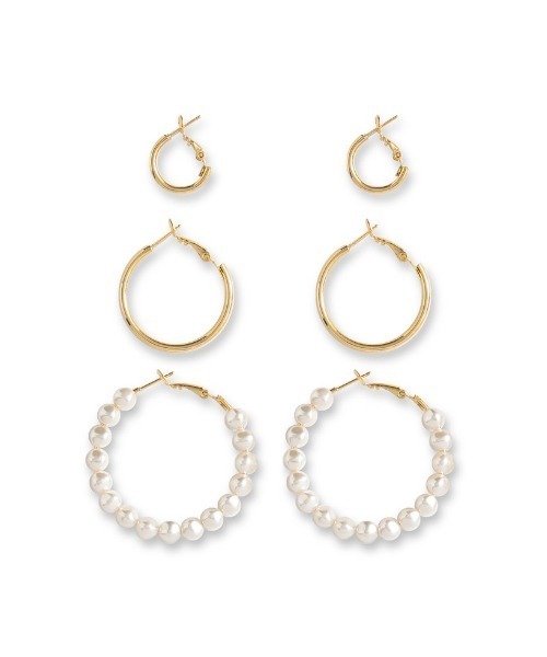 Re:EDIT（リエディ）の「[Accessory Collection][3点セット]フェイクパールフープピアスSET[（ピアス（両耳用）・レディース・ゴールド/シルバー・FREE）」の10枚目の写真