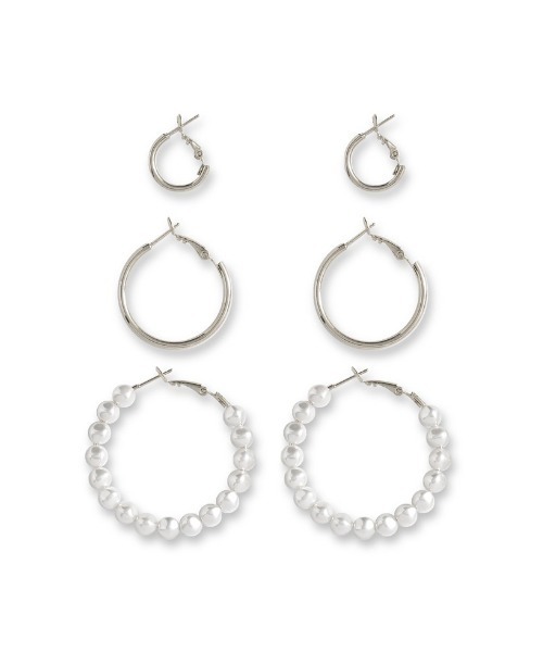 Re:EDIT（リエディ）の「[Accessory Collection][3点セット]フェイクパールフープピアスSET[（ピアス（両耳用）・レディース・ゴールド/シルバー・FREE）」の11枚目の写真