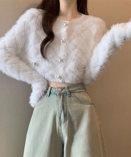 gossip!ロサンゼルス(ゴシップロサンゼルス)の「ラウンドネック ショートカーディガン(カーディガン/ボレロ・レディース・ブラック/ホワイト・FREE)」の2枚目の写真