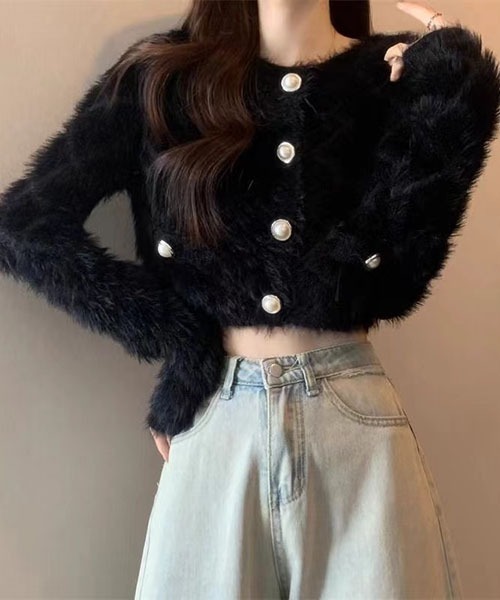 gossip!ロサンゼルス(ゴシップロサンゼルス)の「ラウンドネック ショートカーディガン(カーディガン/ボレロ・レディース・ブラック/ホワイト・FREE)」の15枚目の写真