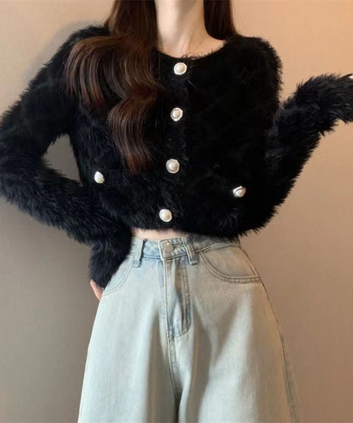 gossip!ロサンゼルス(ゴシップロサンゼルス)の「ラウンドネック ショートカーディガン(カーディガン/ボレロ・レディース・ブラック/ホワイト・FREE)」の13枚目の写真