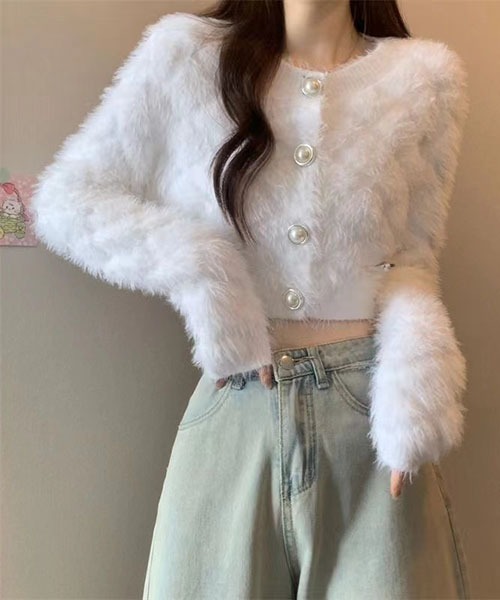 gossip!ロサンゼルス(ゴシップロサンゼルス)の「ラウンドネック ショートカーディガン(カーディガン/ボレロ・レディース・ブラック/ホワイト・FREE)」の8枚目の写真