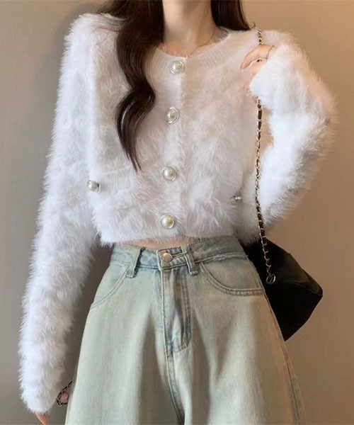 gossip!ロサンゼルス(ゴシップロサンゼルス)の「ラウンドネック ショートカーディガン(カーディガン/ボレロ・レディース・ブラック/ホワイト・FREE)」の10枚目の写真