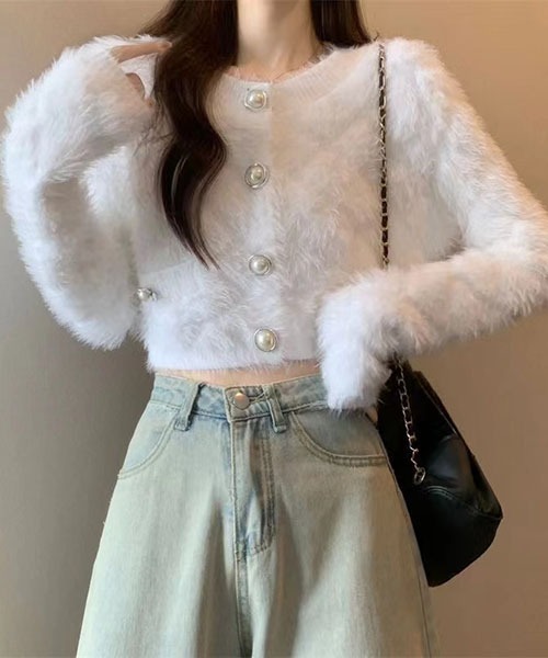 gossip!ロサンゼルス(ゴシップロサンゼルス)の「ラウンドネック ショートカーディガン(カーディガン/ボレロ・レディース・ブラック/ホワイト・FREE)」の12枚目の写真
