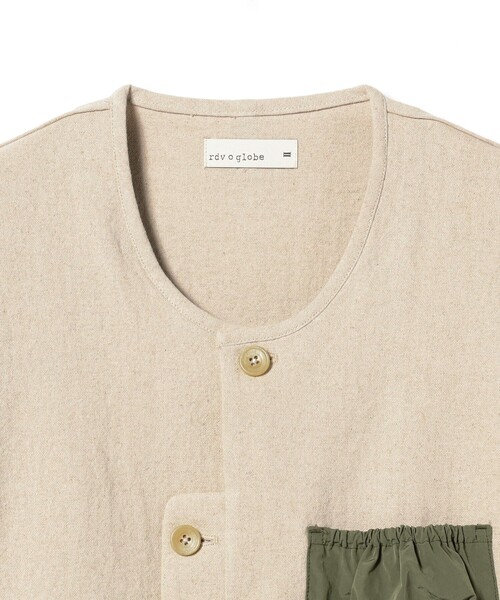 rdv o globe（ランディヴ－オーグローブ）の「rdv o globe / YANNIC CH.ノーカラーシャツ（シャツ/ブラウス・メンズ・ナチュラル・Ⅲ）」の3枚目の写真