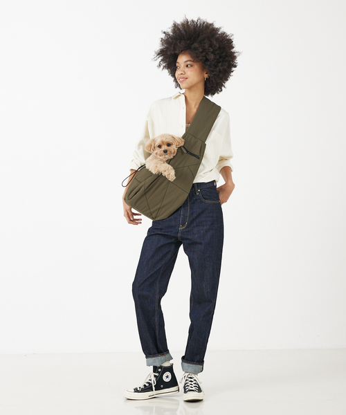 LOWELL THINGS スリングキャリーバッグ 小型犬用 有末麻祐子 モデルの有末麻祐子さんとコラボした犬用キャリーバッグ「ドッグ