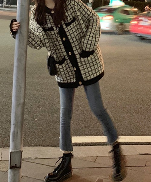 gossip!ロサンゼルス(ゴシップロサンゼルス)の「YUGA チェック柄カーディガン(カーディガン/ボレロ・レディース・ホワイト/ブラック・FREE)」の9枚目の写真