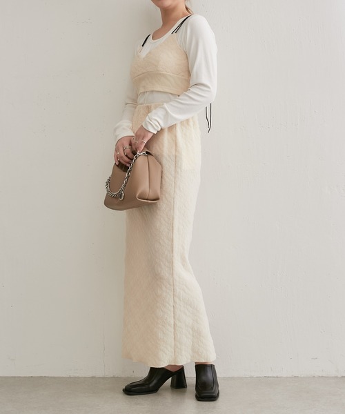 Lui's(ルイス)の「ふくれチュールナロースカート(スカート・レディース・オフホワイト/ブラック・FREE)」の6枚目の写真