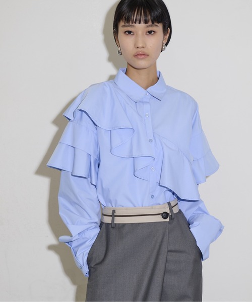 THE YOn アシメラッフルデザインシャツ THE YOn（ザヨン）の「アシメラッフルデザインシャツ（シャツ
