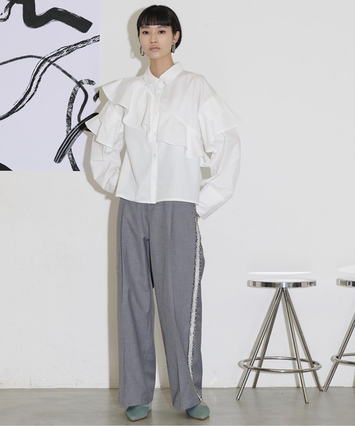 THE YOn アシメラッフルデザインシャツ THE YOn（ザヨン）の「アシメラッフルデザインシャツ（シャツ