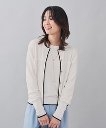 ◆【春まで着られる/アンサンブル可能/洗える】スパンレーヨン ポケットクルーネックカーディガン