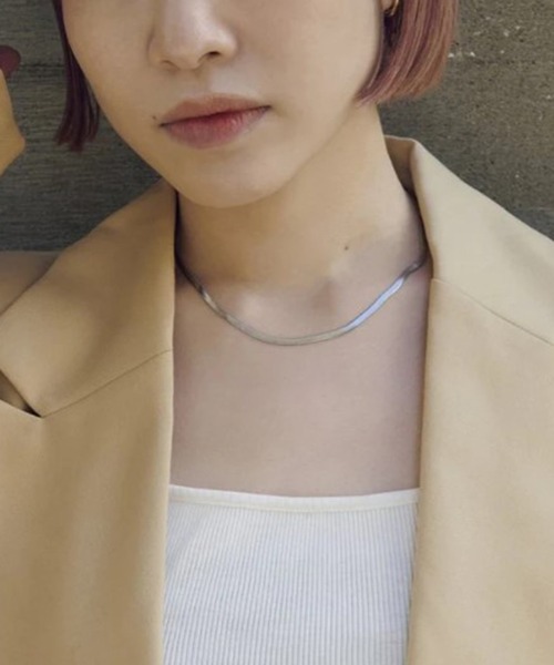 GOLDY（ゴールディ）の「【GOLDY】アレルギー対応 フラット チェーン ショート ステンレス ネックレス / 3230215（ネックレス・レディース・シルバー/ゴールド・FREE）」の3枚目の写真