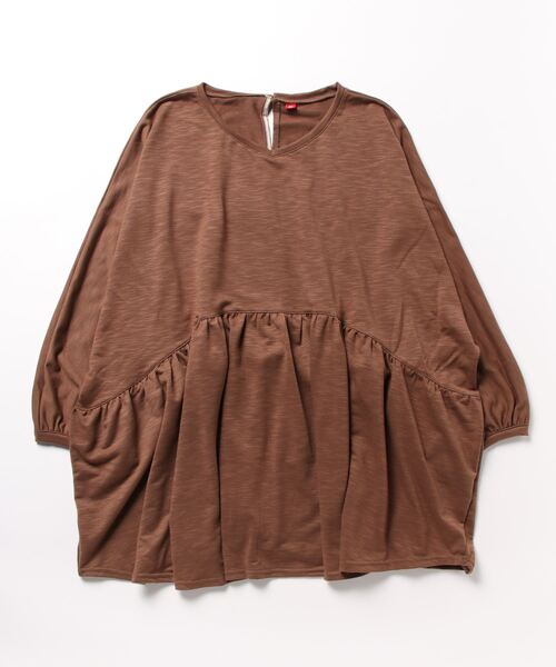 チャイハネ(チャイハネ)の「【チャイハネ】スラブオーバーサイズトップス(Tシャツ/カットソー・レディース・ブルー/ブラウン/ホワイト/ブラック・FREE)」の3枚目の写真