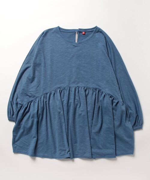 チャイハネ(チャイハネ)の「【チャイハネ】スラブオーバーサイズトップス(Tシャツ/カットソー・レディース・ブルー/ブラウン/ホワイト/ブラック・FREE)」の4枚目の写真