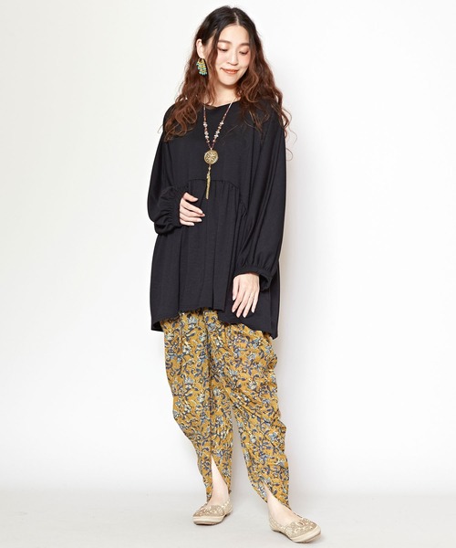 チャイハネ(チャイハネ)の「【チャイハネ】スラブオーバーサイズトップス(Tシャツ/カットソー・レディース・ブルー/ブラウン/ホワイト/ブラック・FREE)」の11枚目の写真