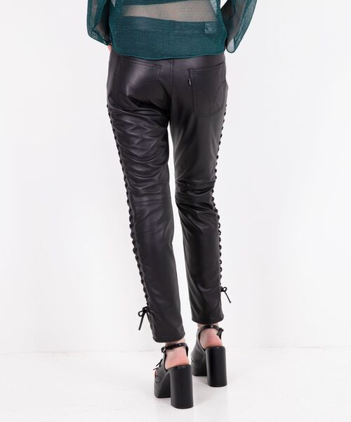 HYSTERIC GLAMOUR レザー パンツ XS 黒 サイドジッパー付き HYSTERIC GLAMOUR（ヒステリックグラマー）の「ラムレザーサイド
