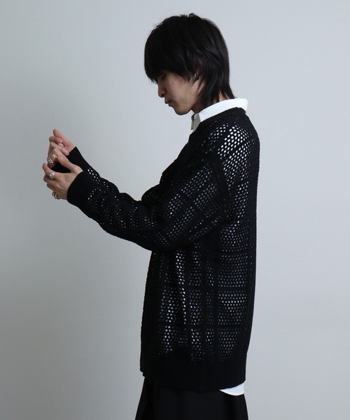 mesh knit crew neck / メッシュニットクルーネック unisex