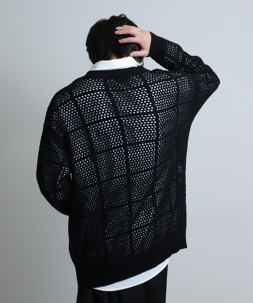 mesh knit crew neck / メッシュニットクルーネック unisex