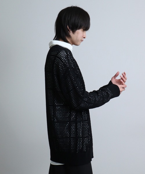 REGIEVO(レジエボ)の「mesh knit crew neck / メッシュニットクルーネック unisex(ニット/セーター・メンズ・ブラック/ホワイト・M/L)」の13枚目の写真