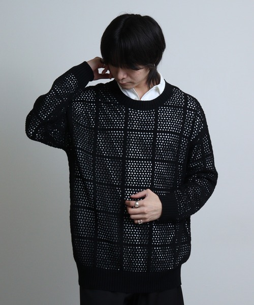 REGIEVO(レジエボ)の「mesh knit crew neck / メッシュニットクルーネック unisex(ニット/セーター・メンズ・ブラック/ホワイト・M/L)」の10枚目の写真