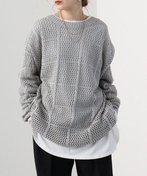 REGIEVO(レジエボ)の「mesh knit crew neck / メッシュニットクルーネック unisex(ニット/セーター・メンズ・ブラック/ホワイト・M/L)」の15枚目の写真