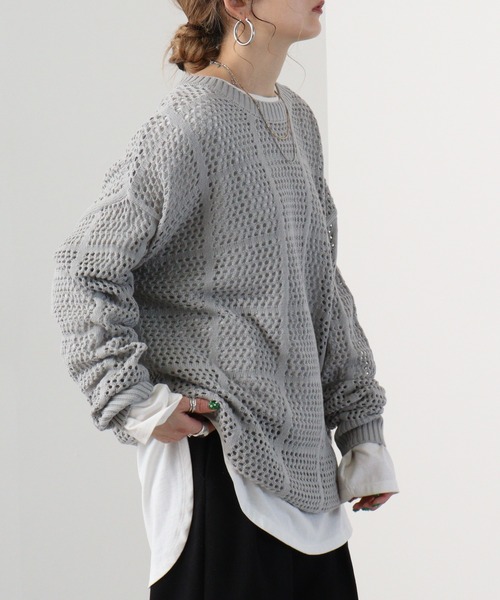 REGIEVO(レジエボ)の「mesh knit crew neck / メッシュニットクルーネック unisex(ニット/セーター・メンズ・ブラック/ホワイト・M/L)」の16枚目の写真