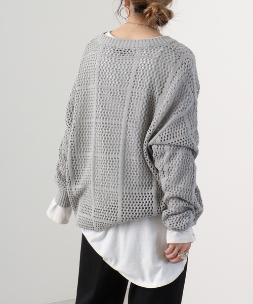 REGIEVO(レジエボ)の「mesh knit crew neck / メッシュニットクルーネック unisex(ニット/セーター・メンズ・ブラック/ホワイト・M/L)」の17枚目の写真