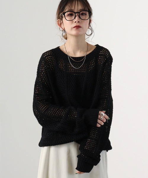 REGIEVO(レジエボ)の「mesh knit crew neck / メッシュニットクルーネック unisex(ニット/セーター・メンズ・ブラック/ホワイト・M/L)」の20枚目の写真