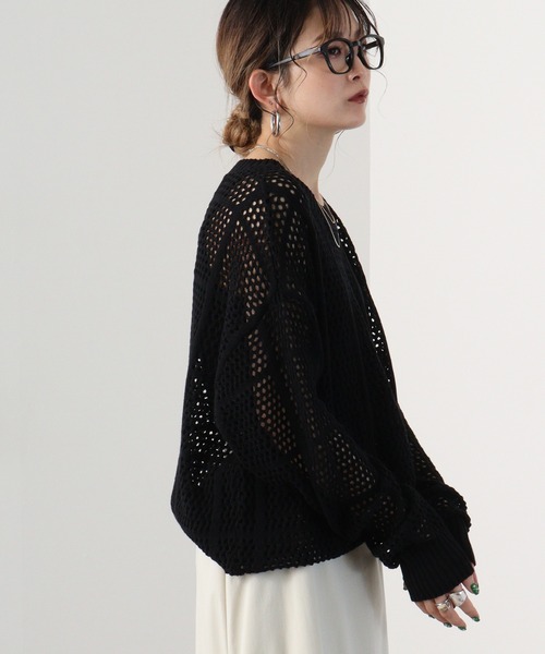 REGIEVO(レジエボ)の「mesh knit crew neck / メッシュニットクルーネック unisex(ニット/セーター・メンズ・ブラック/ホワイト・M/L)」の21枚目の写真