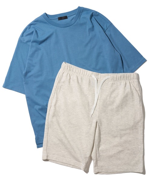 ADPOSION(アドポーション)の「【上下2点セット】冷感加工 半袖Tシャツ&ハーフパンツ ルームウェア(ルームウェア/パジャマ・メンズ・チャコールグレー/ブルーグレー/ブラック/ブラック×グレー・X-LARGE/LARGE/MEDIUM)」の4枚目の写真
