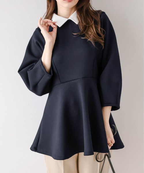 AMELY（エミリー）の「2Wayぺプラムトップス（Tシャツ/カットソー・レディース・ベージュ/ネイビー/グレー/ブラック・フリー）」の22枚目の写真