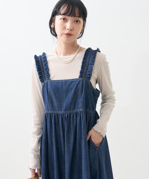 FREAK'S STORE（フリークスストア）の「デニムフリルリボン ワンピース