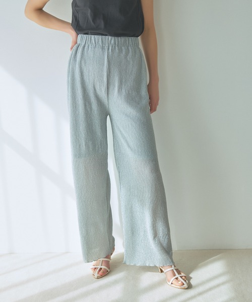 mysty woman(ミスティウーマン)の「ラメプリーツイージーパンツ 113512(その他パンツ・レディース・ブラック/シルバー・FREE)」の1枚目の写真