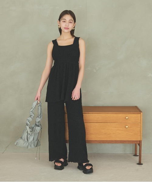 mysty woman(ミスティウーマン)の「ラメプリーツイージーパンツ 113512(その他パンツ・レディース・ブラック/シルバー・FREE)」の5枚目の写真