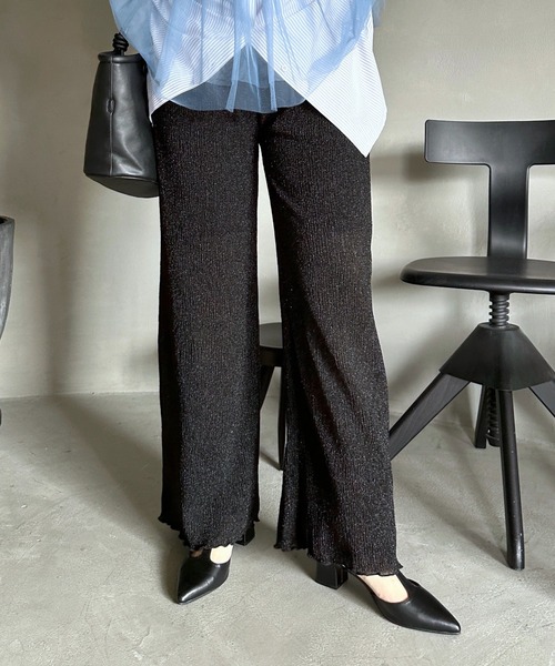 mysty woman(ミスティウーマン)の「ラメプリーツイージーパンツ 113512(その他パンツ・レディース・ブラック/シルバー・FREE)」の14枚目の写真