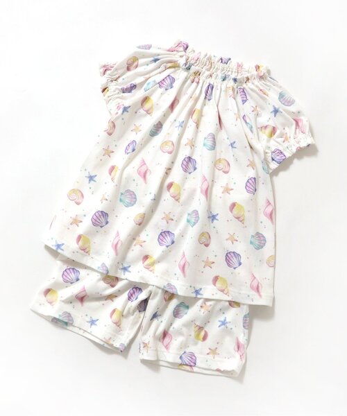 apres les cours（アプレレクール）の「【接触冷感・吸水速乾】バラエティ総柄GIRLS半袖パジャマ（ルームウェア/パジャマ・キッズ・オフホワイト/ピンク/ネイビー・80/90/100/110/120/130）」の2枚目の写真