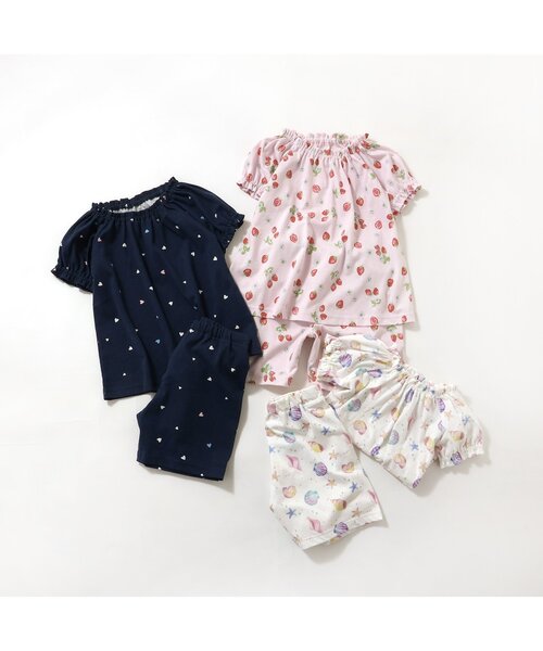 apres les cours（アプレレクール）の「【接触冷感・吸水速乾】バラエティ総柄GIRLS半袖パジャマ（ルームウェア/パジャマ・キッズ・オフホワイト/ピンク/ネイビー・80/90/100/110/120/130）」の5枚目の写真