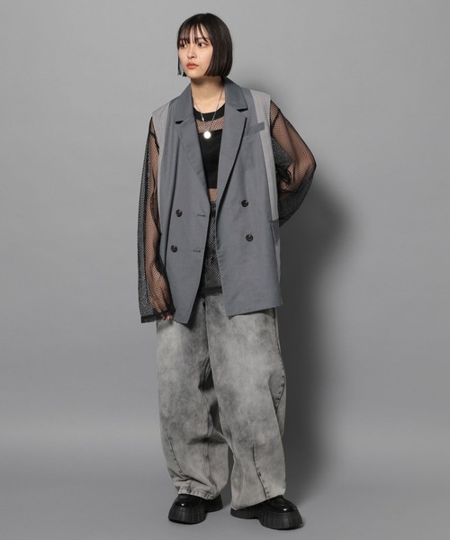 Anui（アニュイ）の「【UNISEX】サイドストライプブレザーベスト