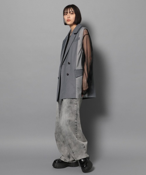 Anui（アニュイ）の「【UNISEX】サイドストライプブレザーベスト（テーラードジャケット・レディース・ブラック/グレー・MEDIUM）」の21枚目の写真